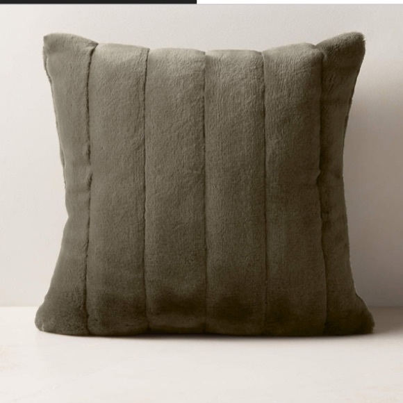 Channel Moss Green Faux Fur Throw Pillow Covers (2) - Picture 7 of 9